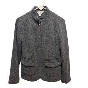 L. L. Bean jacket Women's size small herringbone wool silk blend ELBOW PATCHES!